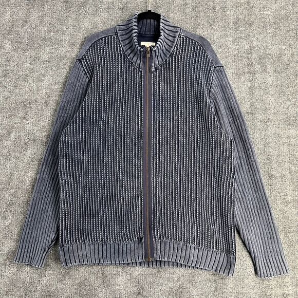 carbon2cobalt Other - Carbon2Cobalt Mens Sweater Size L Faded Blue Full Zip Mock Neck Preppy Casual